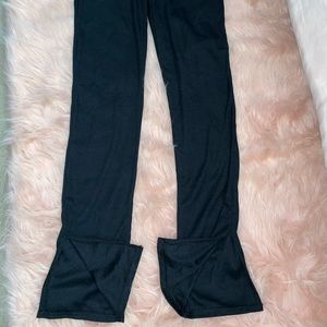 Black, split-hem pants.